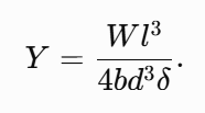 Young's modulus from beam bending formula