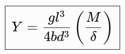 Young's modulus from beam bending formula